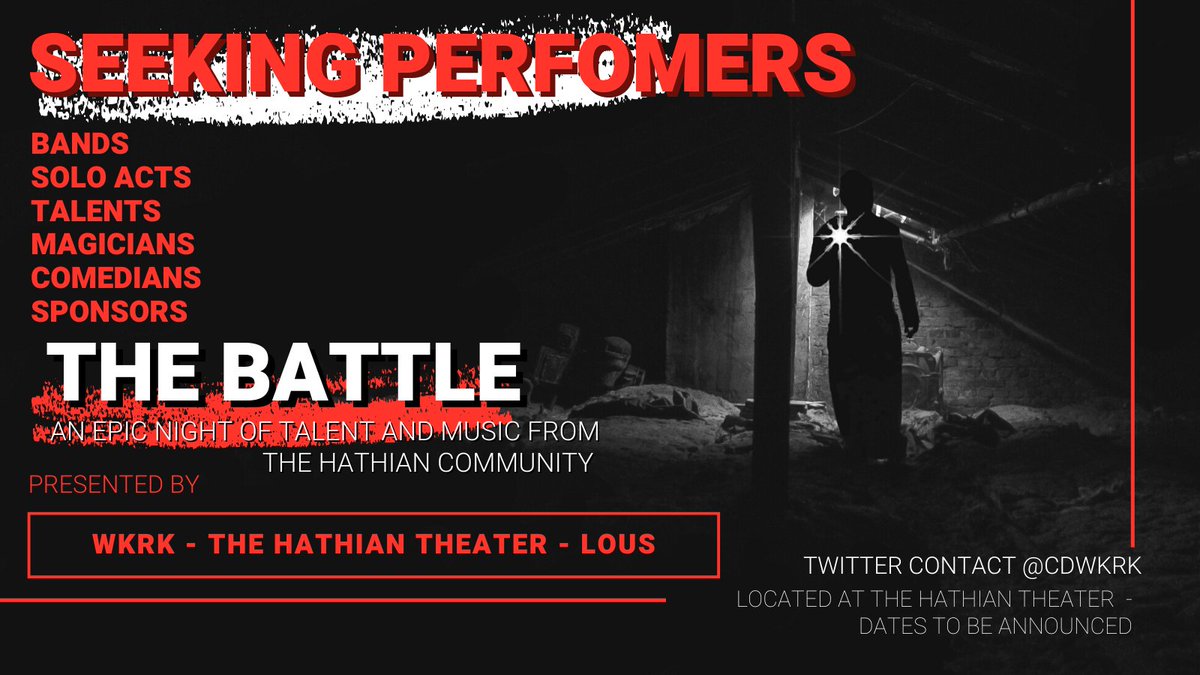 WKRK Radio ((CD RP)) (@cdwkrk) on Twitter photo Are you ready for THE BATTLE?
<a href="/hathiantheater/">The Hathian Theater</a>
<a href="/LousBarCD/">Lou's Bar</a>
<a href="/CDWKRK/">WKRK Radio ((CD RP))</a>
Contact me through DM if you wish to sponsor, perform, set up a booth or help in any way. Are you ready for THE BATTLE?
<a href="/hathiantheater/">The Hathian Theater</a>
<a href="/LousBarCD/">Lou's Bar</a>
<a href="/CDWKRK/">WKRK Radio ((CD RP))</a>
Contact me through DM if you wish to sponsor, perform, set up a booth or help in any way.