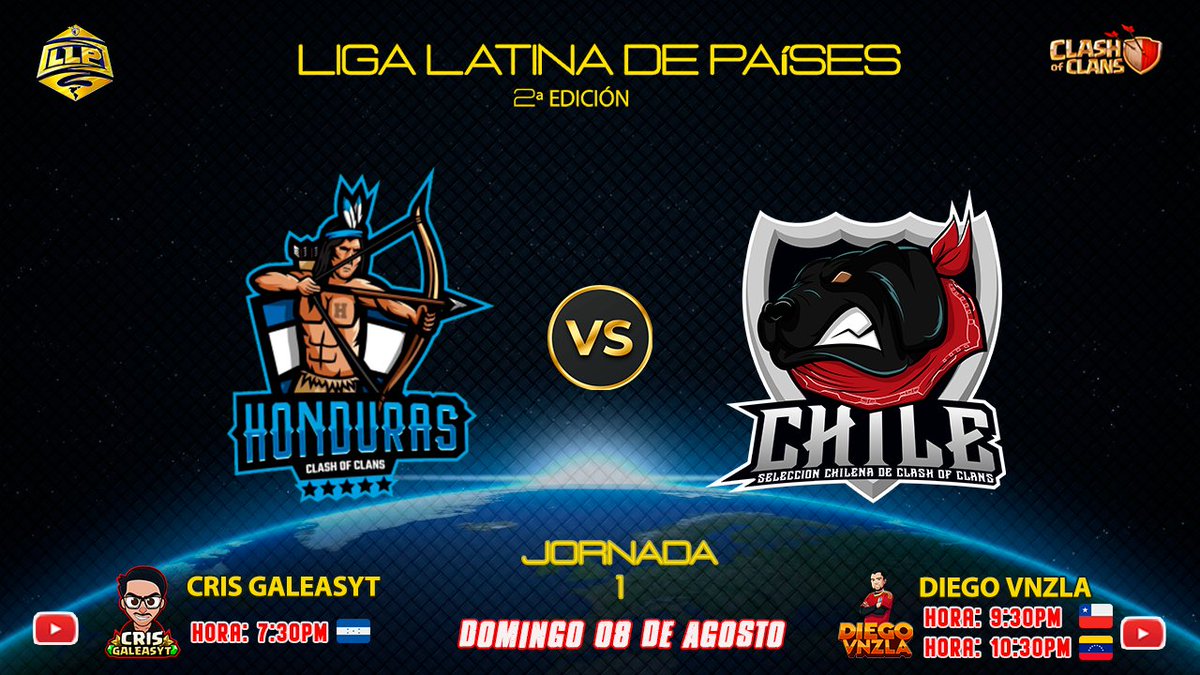 LLP_COC1's tweet photo. 📣ℙℝ𝕀𝕄𝔼ℝ𝔸 𝕁𝕆ℝℕ𝔸𝔻𝔸 - 𝕃𝕃ℙ📣
📌𝙃𝙊𝙔 𝙉𝙊 𝙏𝙀 𝙇𝙊 𝙋𝙄𝙀𝙍𝘿𝘼𝙎‼️
⚔️ Honduras🇭🇳 🆚 Chile🇨🇱
@Honduras_COC @Team_ChileCoc 
EN VIVO❗ @GaleasYt @DiegoVnzlaYT https://t.co/ycmwrHZ6Yz