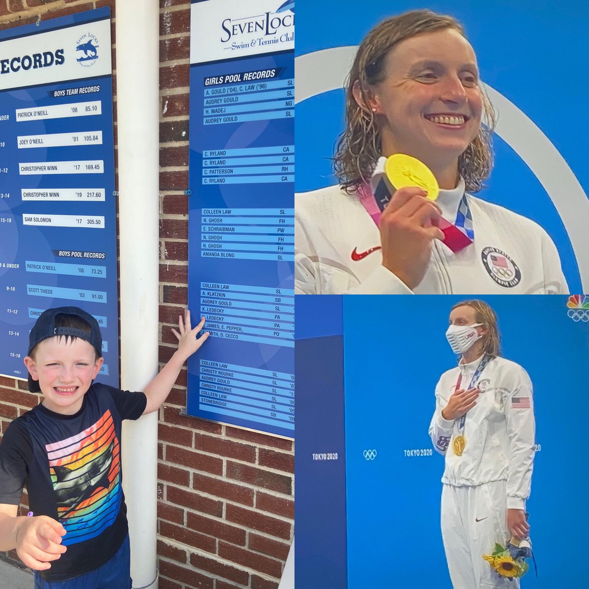 nylabeth's tweet photo. @katieledecky this lil  @SevenLocksPool fan likes pointing out that he swims where you once did! (Record still stands) #InspiringNextGen #BethesdaIs4Swimmers https://t.co/HRJ7NptMU2