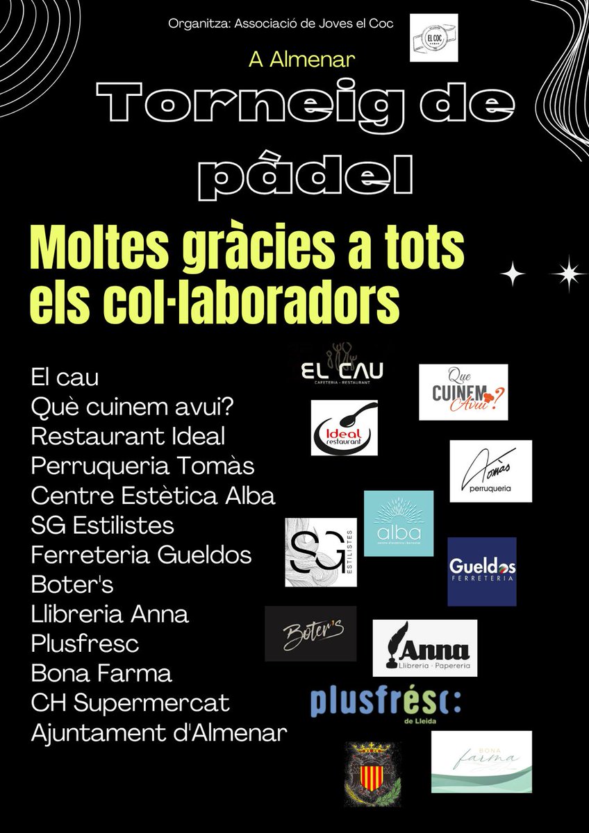 joveselcoc's tweet photo. Moltes gràcies a tots els nostres col•laboradors, participants del torneig i a tot el públic que ha permès que hi hagi un ambient festiu i acollidor! https://t.co/phEAoLo2SP