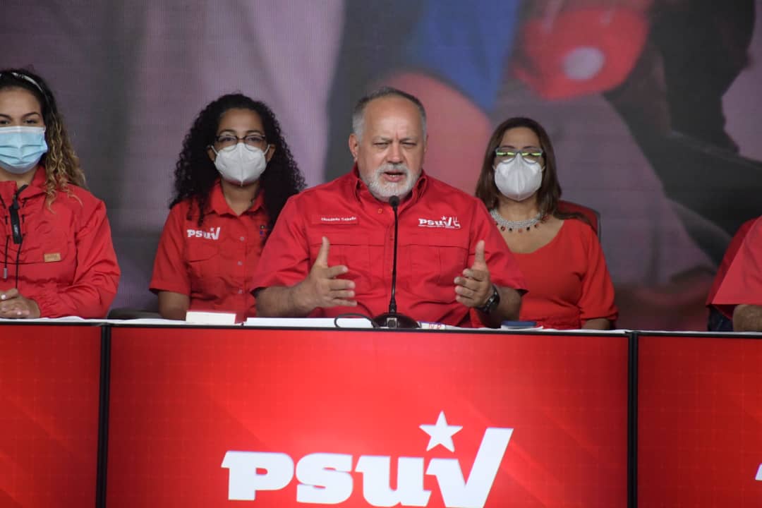 PartidoPSUV's tweet photo. "A nosotros nos acusan de dictadura, extraña dictadura que lleva 25 procesos electorales. A la comunidad internacional: el que tenga ojos que vea", @dcabellor.

#EpaPSUV2021 https://t.co/3qON9Kweza