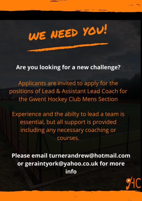 GwentHockeyClub's tweet photo. We’re in urgent need of coaches, please retweet! @HockeyWales @sportwales @EnglandHockey #hockey #hockeycoaches #coaches #sportwales https://t.co/GIlN96J9IZ