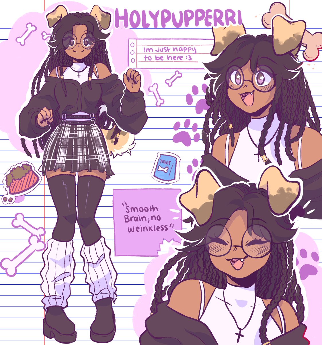HolyPupperVT's tweet photo. Ri has art! Very excite!!! 
Art by: @/ Oniimely 🦴 
Emote: @/ __I0MA 💫 Emote is live on twitch for subs~!
#PupperRiArts #ENVtuber #Vtuber https://t.co/tSjlICosSv