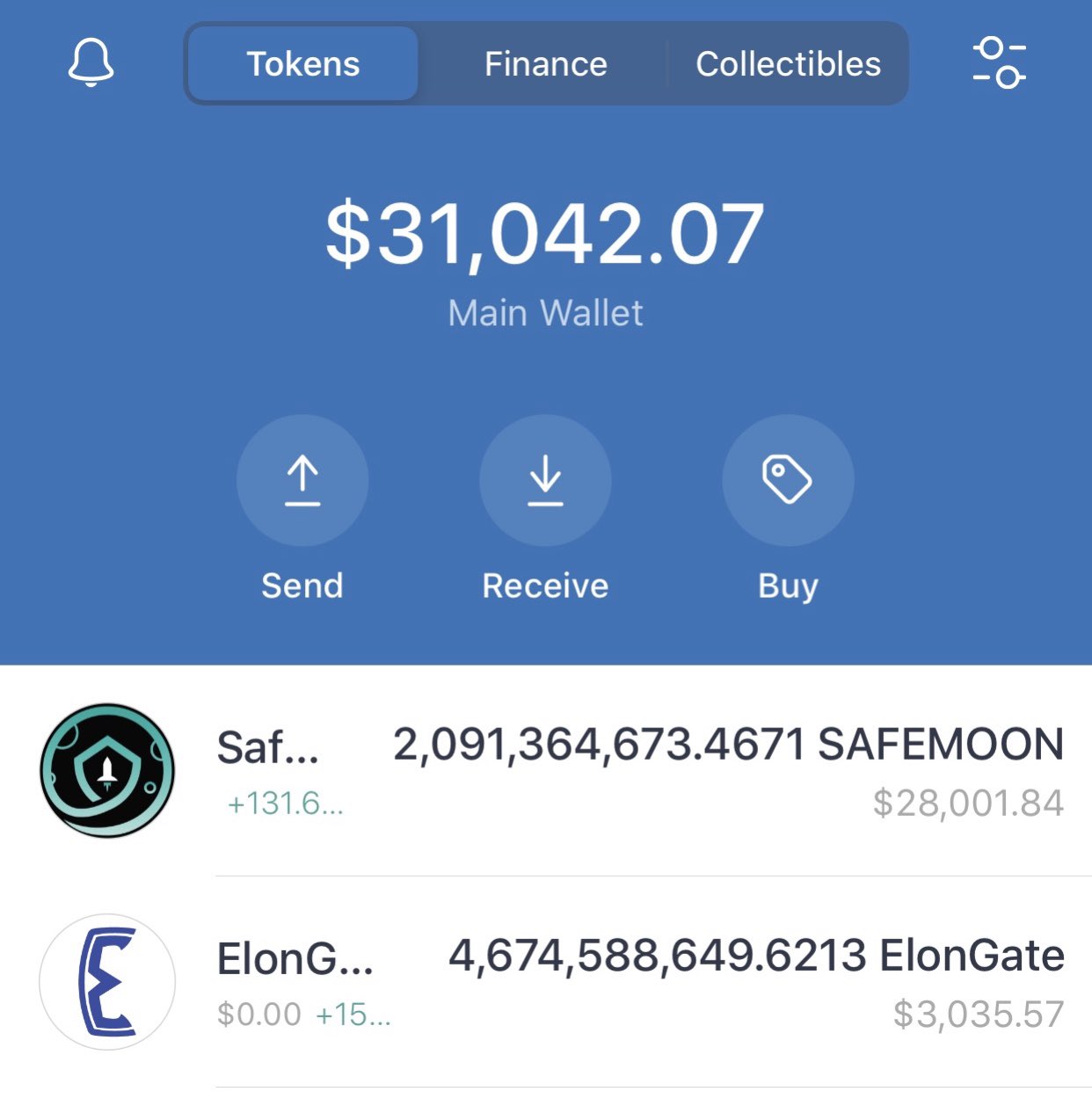 SlumDOGE Millionaire on X: "Here's my trust wallet. Months ago I put in $2,000 & got 2 Billion Safemoon and put in $1,000 and got 4.5 Billion Elongate. Flipped that to $31,000.
