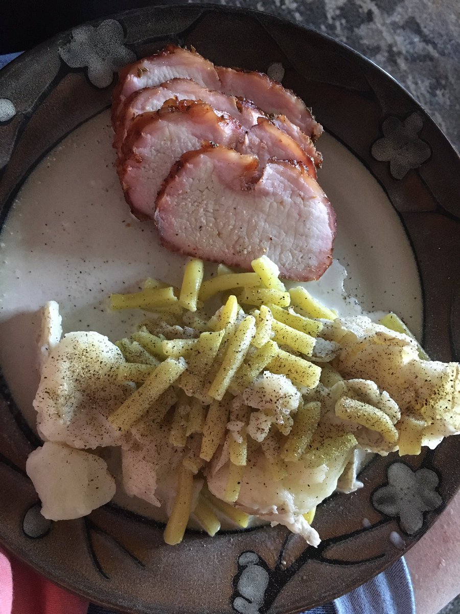 JMarrCole's tweet photo. Smoked pork tenderloin for another win! The new potatoes and string beans were fabulous also! https://t.co/nifYDD05Zg