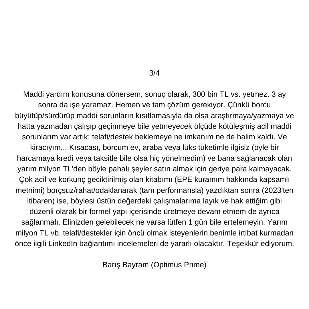 BarisBayram2045's tweet photo. TR toplumu sivil düşünmekte çok geç kalmak üzere, @EUDelegationTur.🙏 #HelpBaris
Link 1: Maddi yardım detayları
https://t.co/DsojOfhO7a
Link 2: EPE kuramıma dair Türkçe bir makalem
https://t.co/hjSLLTiPro
Link 3: Kuramsal makale vb. başlıca üretimlerim
https://t.co/DYDQCRjW0Q
+👇 https://t.co/1R0NXuOplG