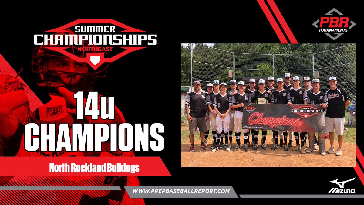 PBTourney's tweet photo. 🏆 NE Summer Championships 🏆 

14u - North Rockland Bulldogs
15u - Bronx Bombers
16u - PA Rebels 2023 Gold
17u - Bluerock Baseball 

@pbrt_east @PBRNewYork @prepbaseball @PBRPennsylvania @CoachJed @max_schrantz @GregWilliamsPBR @DanCevette https://t.co/4Rkt8BA6qm