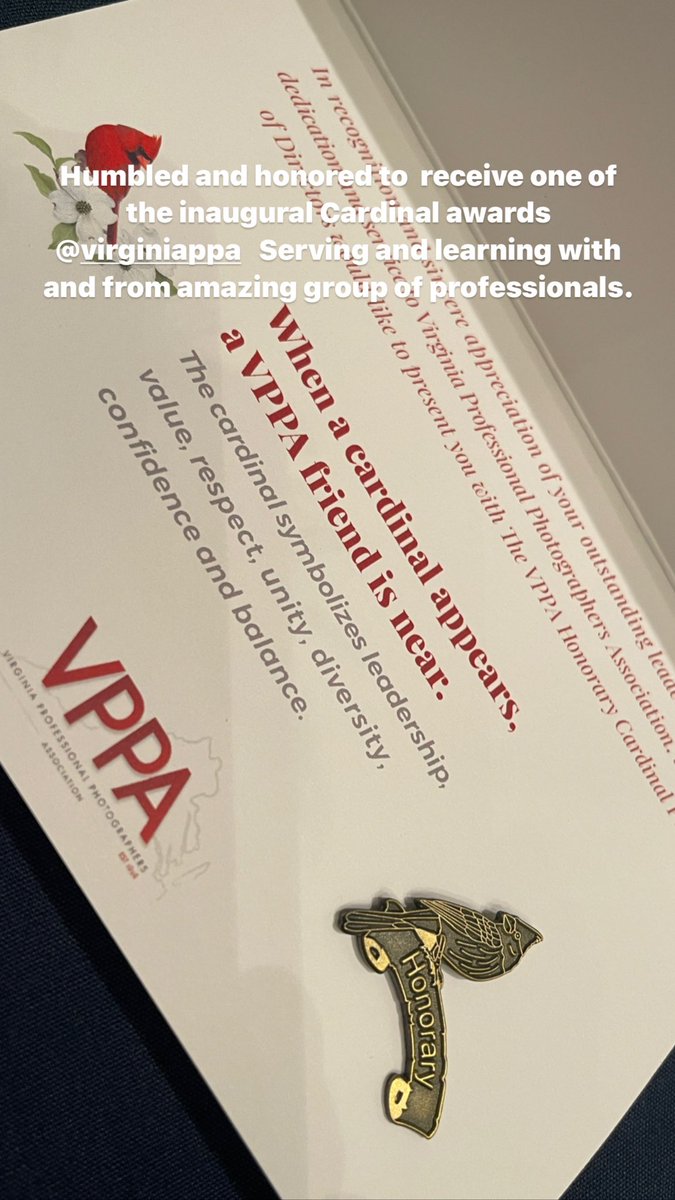 StevesCamera's tweet image. Humbled and honored to receive one of the inaugural Cardinal awards @VirginiaPPA  #ppa #photographer