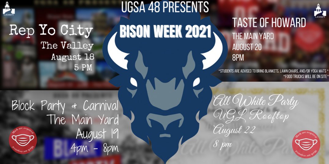 UGSA BISON WEEK 2021 IS LOADING!
Individual Flyers to coming!
Mask Required!