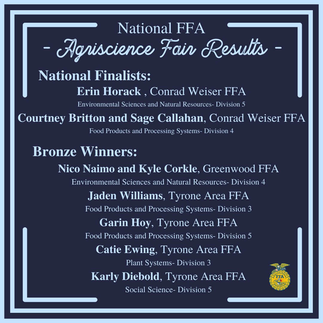 Huge congratulations to Pennsylvania’s National Finalists! #PAproud #EmbraceFFA