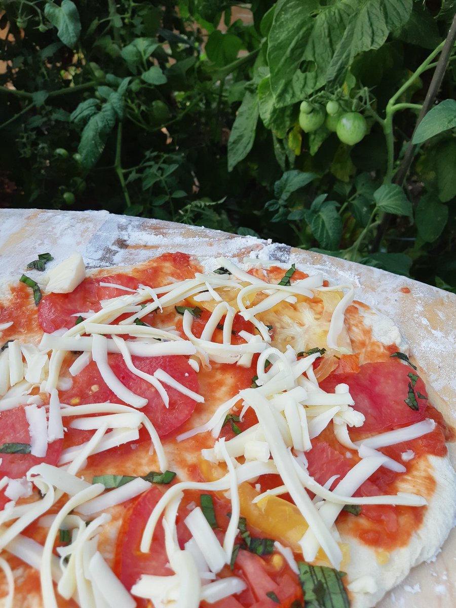 Tomatoe basil all from our garden #food #outdoorlife #laceyestates #pizza #wine #PEC
