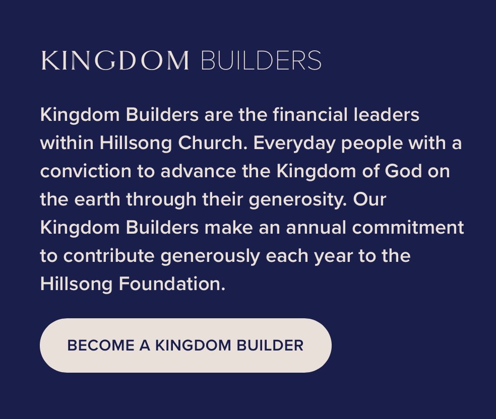 SandyinKatoomba's tweet photo. @OccupyMyGov I wonder if Scott Morrison is a Kingdom Builder for the #HillsongFoundation ?
Is Horizon Church one of the “like-minded non-profit organisations” that Hillsong partners with for charitable purposes like cultivating business support for Hillsong?
#AskScotty
#Hillsong
#SQomo https://t.co/ikbuXdgC85