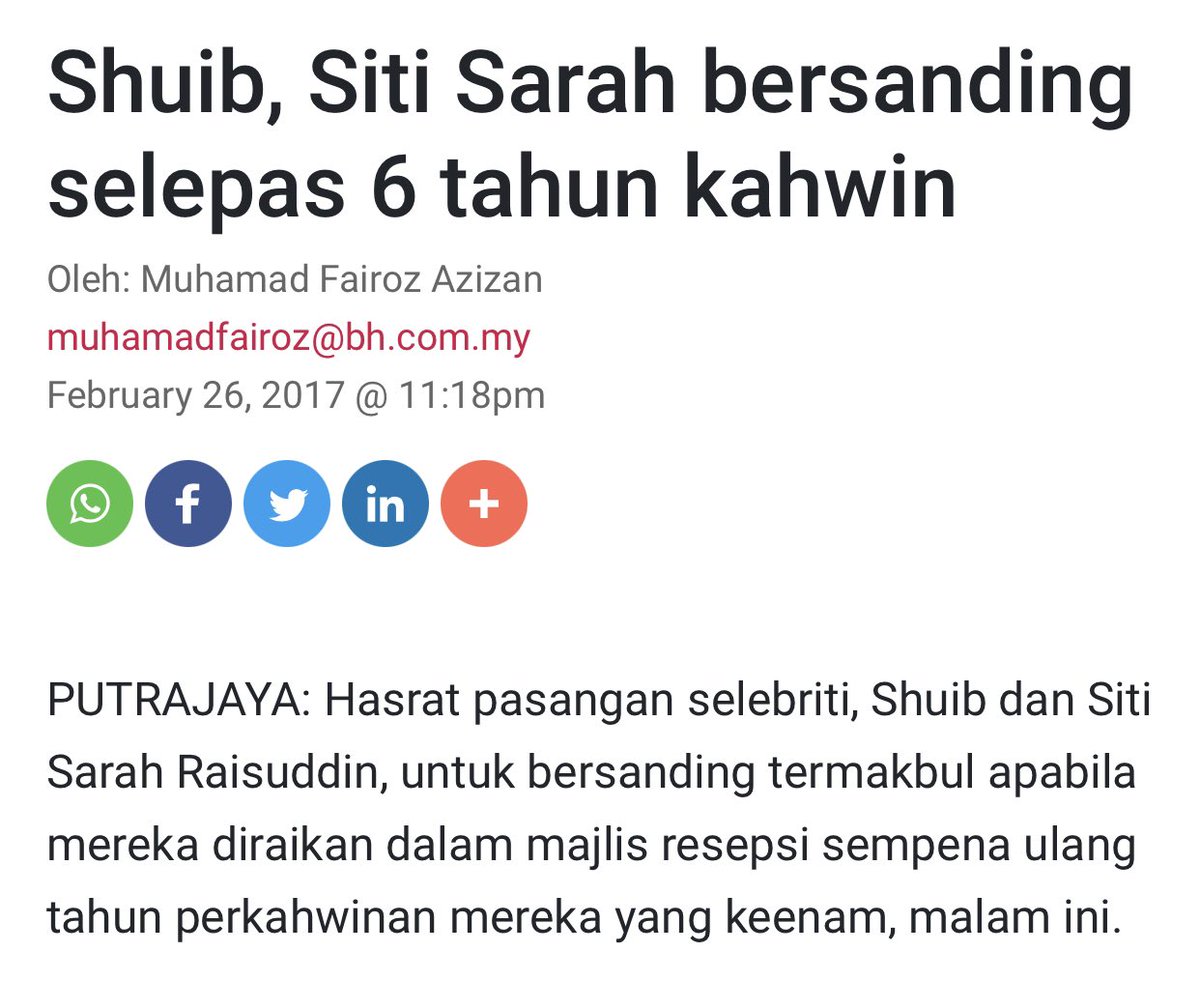 nuuraimuni's tweet photo. Sarah kahwin Shuib masa Shuib nobody. Masa tu belum lagi pun jadi pelawak terkenal pun.

Selepas 6 tahun, Shuib dah berjaya dalam kerjaya, dia buat majlis bersanding sebab nak hargai isteri dia.

Romantic story that’ll make you believe in love 🥰
 
Al Fatihah buat Siti Sarah. https://t.co/nvWzfntHvB