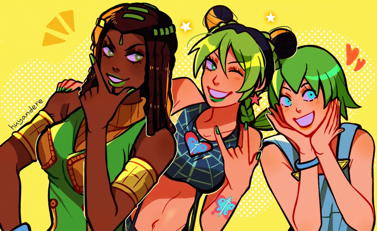 huyandere's tweet photo. THEM MY BELOVED 💚 #jjba #StoneOcean https://t.co/oNKlSQQjO3