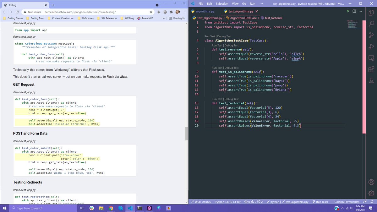 MakeItBreaux's tweet image. Day 3 of #100DaysOfCode. Spent most of my day studying Flask testing, and I have the distinct feeling that if I had learned this first, I would not have fought my currency converter for so many days.
#FlaskTesting #PythonTesting #Flask #Python #testing
