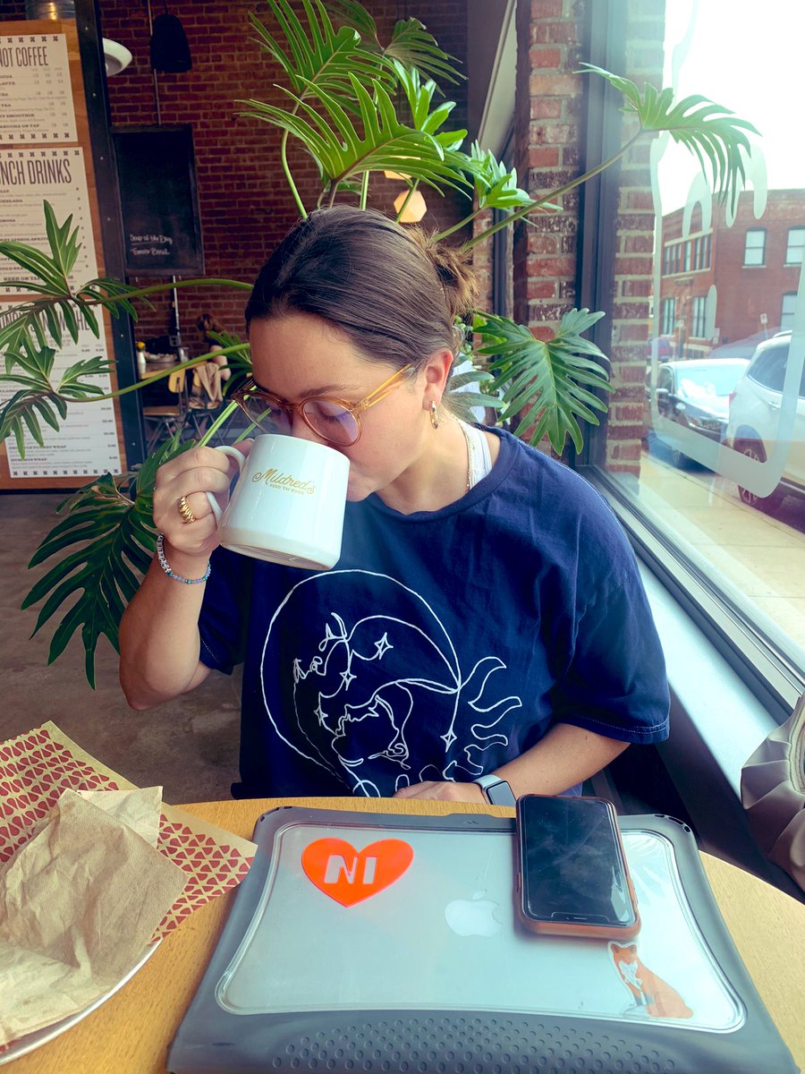 3rdPriest's tweet photo. Using my favorite KC coffee shop to get my ‘teacher life’ in order. Love planning for the start of the school year! ☕️💙 #GoFoxes https://t.co/rImZLIa8n6