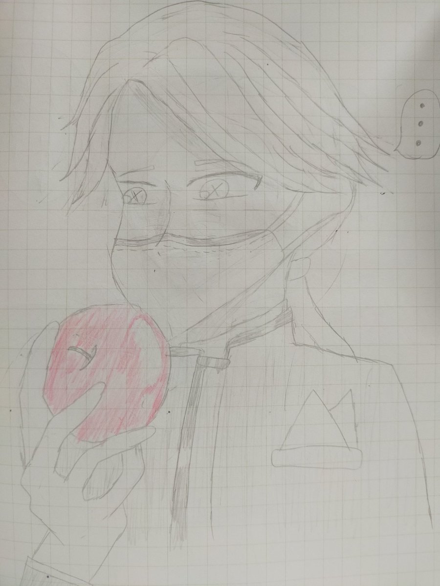 なみ ハッシュタグ付けるの忘れてたのでもう1回 M M 今日は リンゴを見つめるイソペ君 を描きました 斜め顔って難しいですね W 第五人格イラスト 絵描きさんと繋がりたい