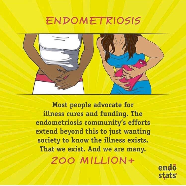 endometriosisGh's tweet photo. Over 200 million women with #endometriosis want you to know that the illness exists. We are the #1in10! Photo credit: @endostats #endowarriors #endthesilence #StrongerTogether #EFG https://t.co/lo8VHOT0rQ