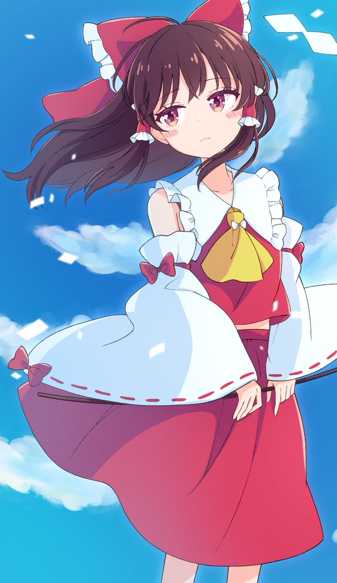 hakurei reimu 1girl solo bow red bow skirt detached sleeves red skirt  illustration images