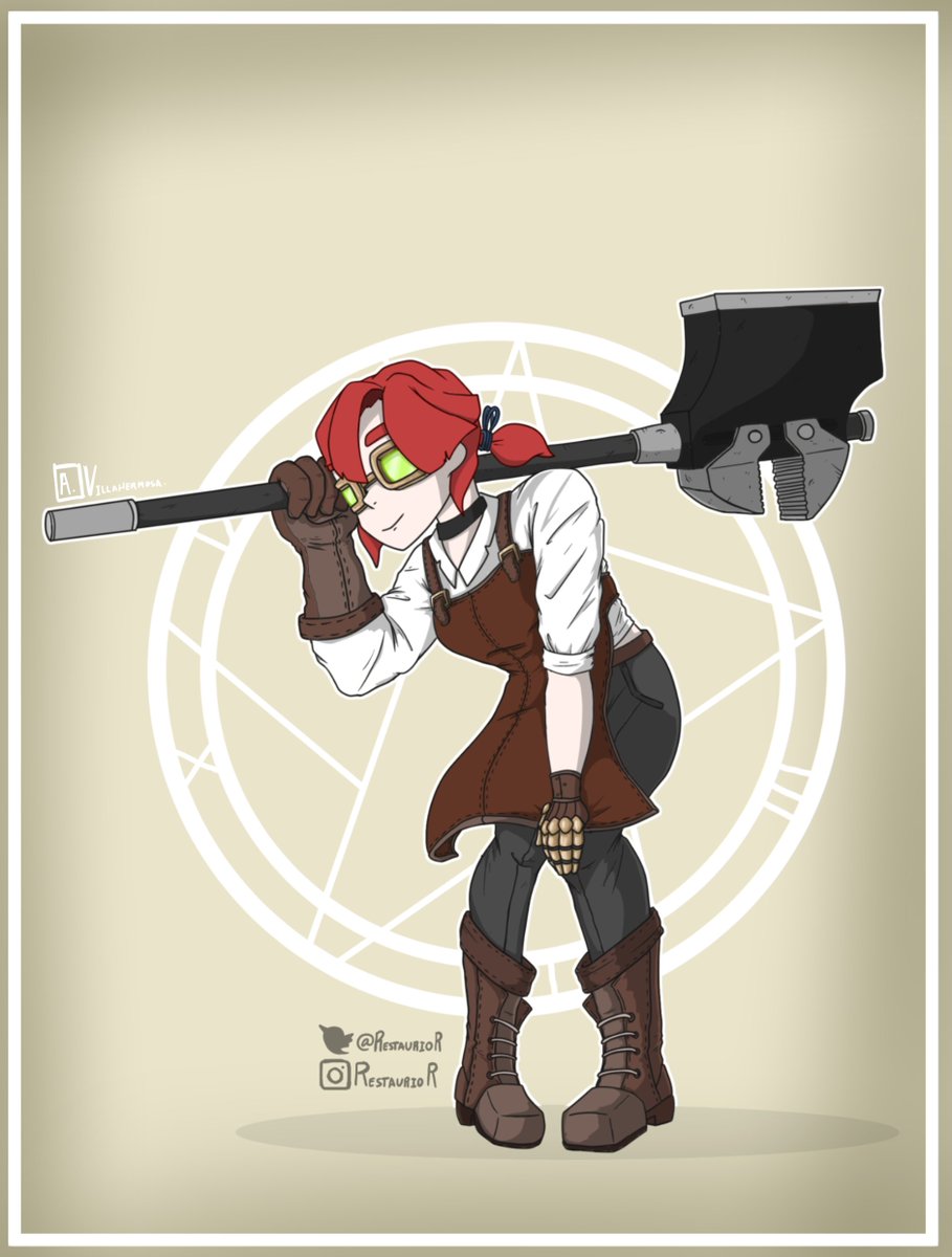 RestaurioR's tweet photo. Here is olivia my little engineer girl
hammer is a large mallet and wrench
#steampunk #engineer #art #digitalart #hammer #steamengineer #xppen #clipstudiopaint #redhead #cute #TooManyHashTags https://t.co/QsZ2n9BNJZ