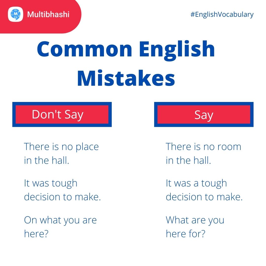 Common English Mistakes!

#Multibhashi #TeamMultibhashi #English #EnglishMistakes #CommonEnglish #EnglishVocbulary #learnEnglish #OnlineClass #VirtualEducation