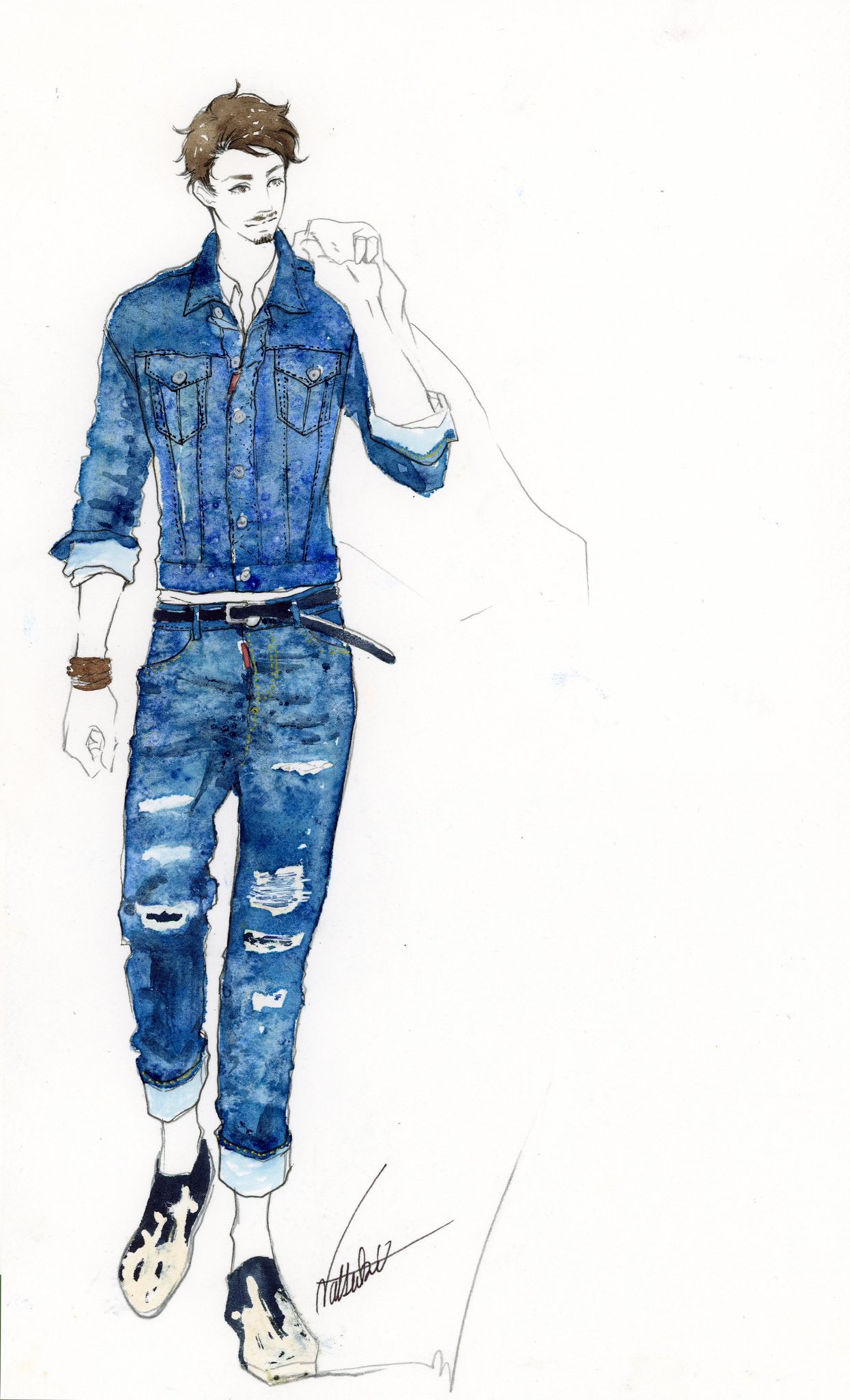 Natsuki Sumitani 実はあたし デニムフェチ で デニム愛好家 です みんなで楽しむtwitter展示会 イラスト好きさんと繋がりたい 絵描きさんと繋がりたい 創作クラスタさんと繋がりたい 創作クラスタフォロー祭 水彩 アナログイラスト Potofu