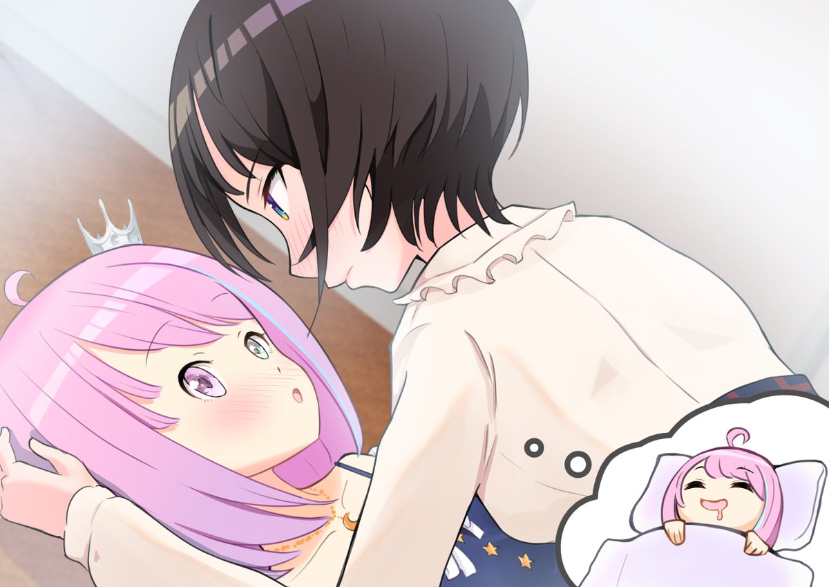姫森ルーナ ,大空スバル 「ス・・・スバルちゃ先輩・・・
#プロテインザスバル #ルーナート 」|チカタコウイチのイラスト