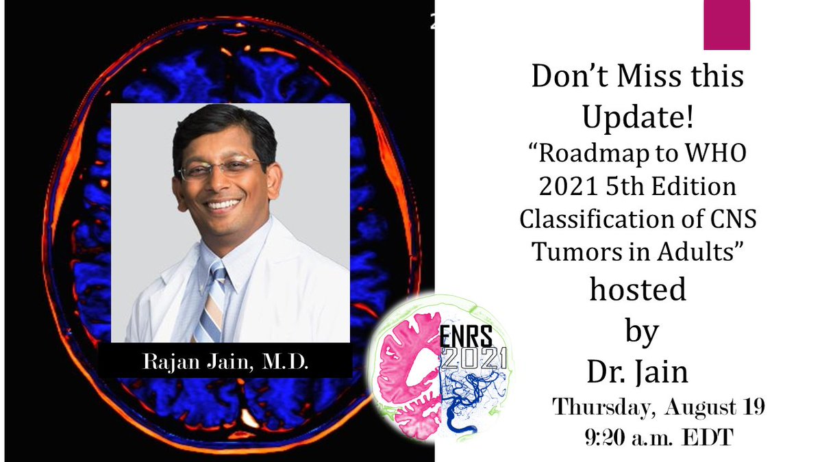 10 days to go!! <a href="/CoolAsANeuroRad/">Rajan Jain, MD</a> will kick off the meeting by providing a "Roadmap to WHO 2021 (5th Edition) Classification of CNS Tumors in Adults". Role of advanced imaging techniques in assessment of CNS neoplasms, will also be discussed. @tanyarathMD
<a href="/drsuyash/">Suyash</a>
<a href="/francisdeng/">Francis Deng, MD</a>