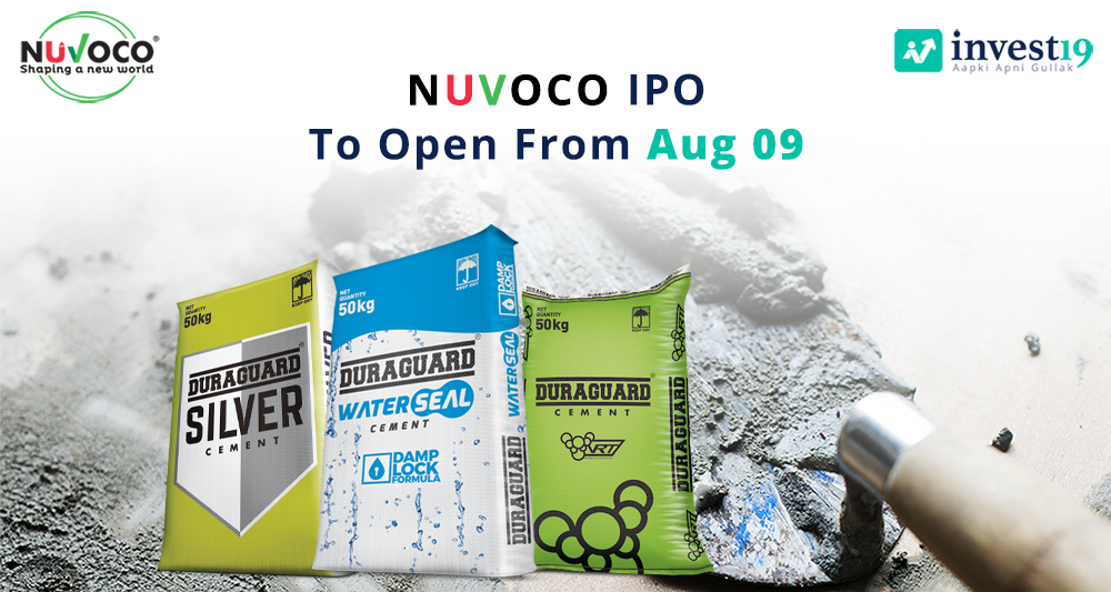 Invest19_com's tweet photo. #NuvocoVistas- a #cement manufacturer with largest manufacturing capacity in #EastIndia is the 6th #IPO in the month of August. A diversified portfolio of IPO has been... Read more at: https://t.co/R6c4QBeD1A
#Invest19 #AapkiApniGullak #Savings #UpcomingIPO #NuvocoIPO #Nuvoco https://t.co/CCClJvJDCR