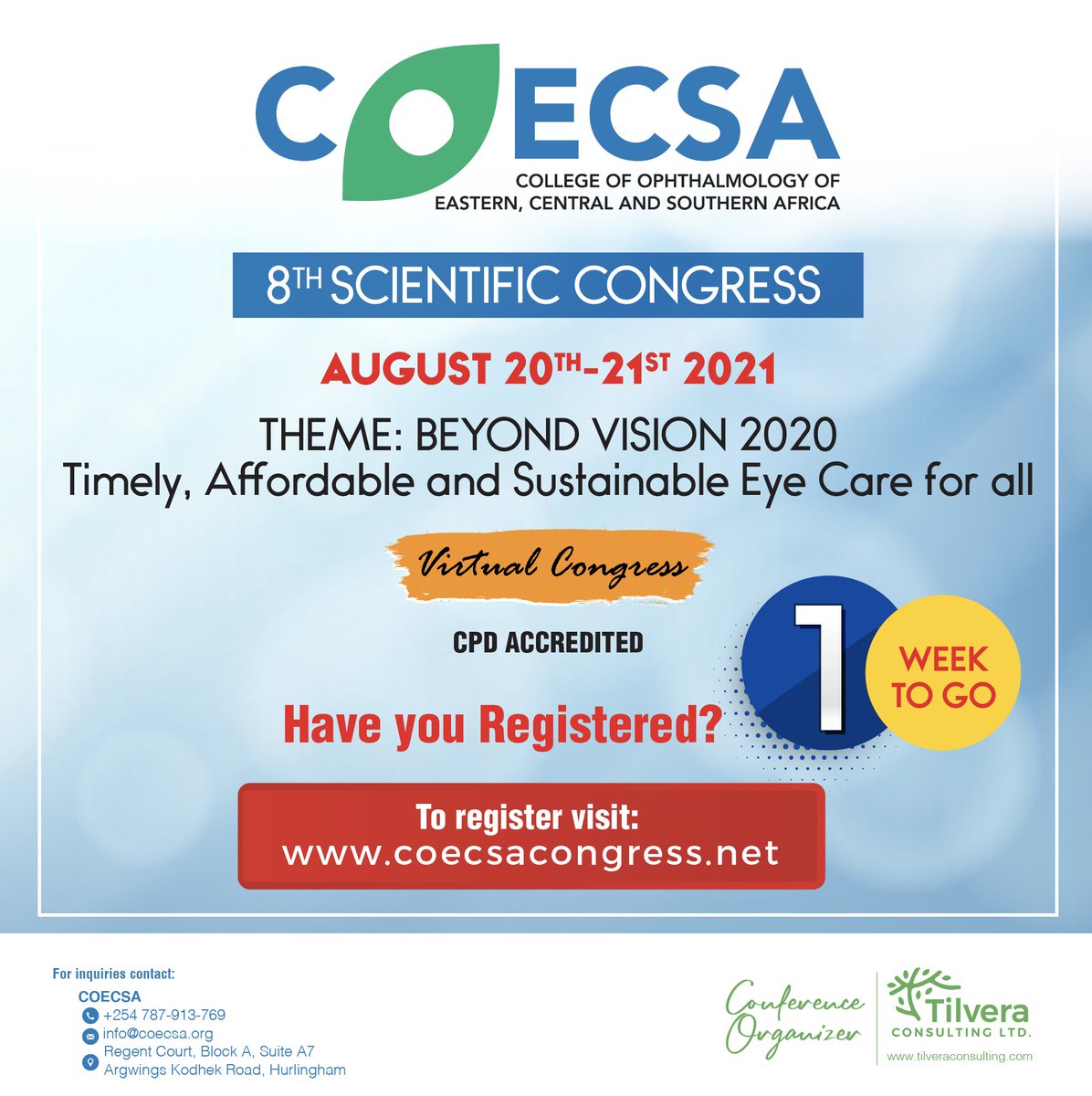 Coecsa_official's tweet photo. Have you registered yet? 1week to go!
To register
Visit:https://t.co/oHLMOBZxng https://t.co/JfjfeO96y0
