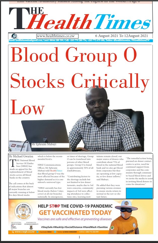 #BloodGroupOAppeal the national blood bank <a href="/NBSZbloodbank/">NBSZ bloodbank 🇿🇼</a> is appealing to all wth group O blood type to come forward and donate blood as stocks are now critically low <a href="/MoHCCZim/">Ministry of HealthZW</a> <a href="/CWGH1/">CWGH-Zimbabwe</a> #HeroesDay #MondayMotivation <a href="/WHO_Zimbabwe/">WHO Zimbabwe</a>