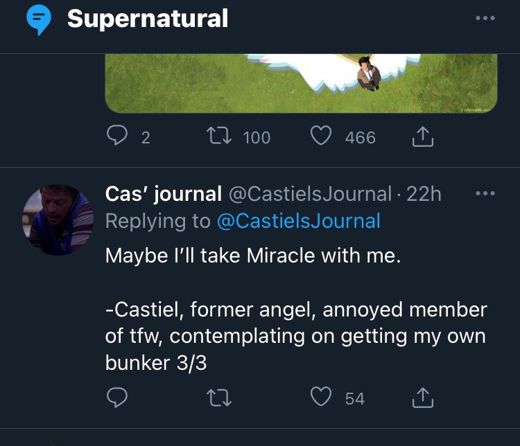 CastielsJournal's tweet image. made it under the spn topic so true of me and Cas 😌

-admin