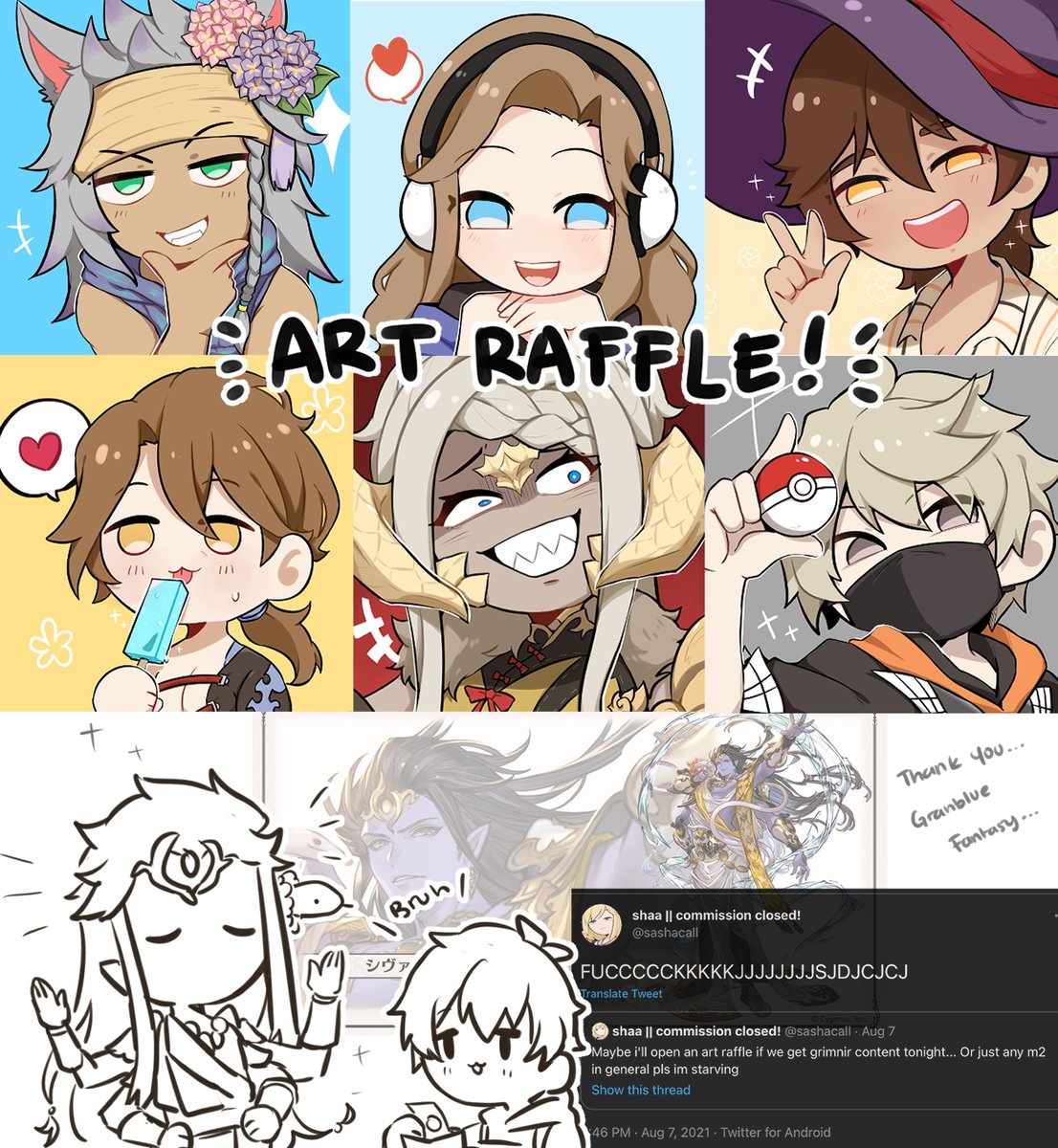 hi i'm opening an art raffle as promised, thanks to granblue and their shiva summer 🙏🙏
- RT and follow only, 1 winner from random generator
- winner will get an icon art (samples below)
- (optional) comment your fav granblue character/s
- deadline: 15 August 2021
good luck! 