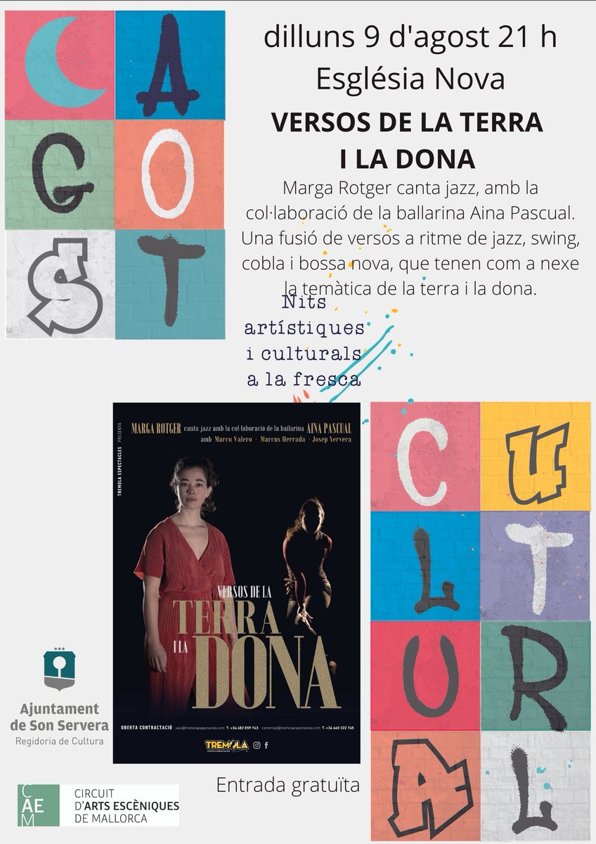 turismess's tweet photo. I avui a Son Servera continuam amb la programació d´AGOST CULTURAL 
Vos esperam a les 21.00 h a l´Església Nova 😍👇 https://t.co/kzEtU5rxRu