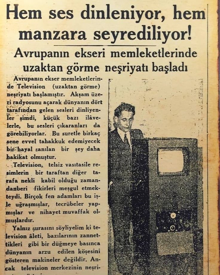 1935; Televizyonun icadının Türk gazetelerine yansıması: