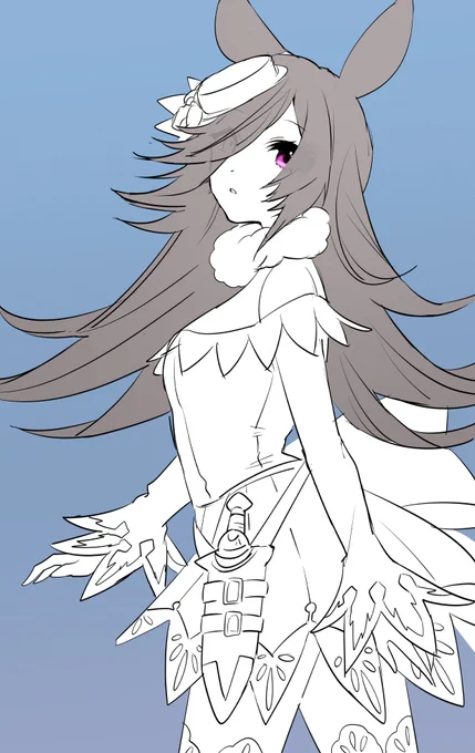 今日作業イプ中にウマ娘の話をしながら描いてたダイワスカーレットとライスシャワー 