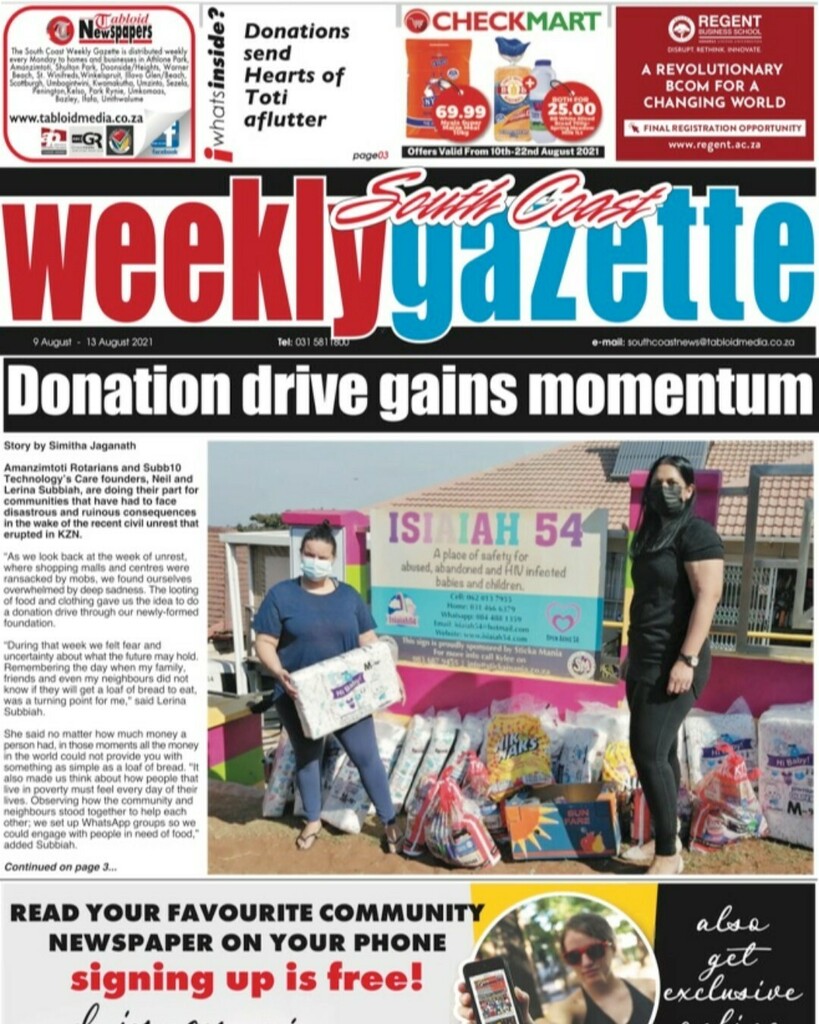 TabloidNewsKZN's tweet photo. Read The South Coast Weekly Gazette 09 August August 2021 Online | Click Here: https://t.co/UyHvcIHGBD

Click Here To Subscribe To Receive The Paper Free Via Whatsapp: https://t.co/63KSF5a428

#communitynews #kzn #durban #kznlife #kzncars #kznews #kznt… https://t.co/Vf2a6oYHzy https://t.co/9KeAK5GeXg