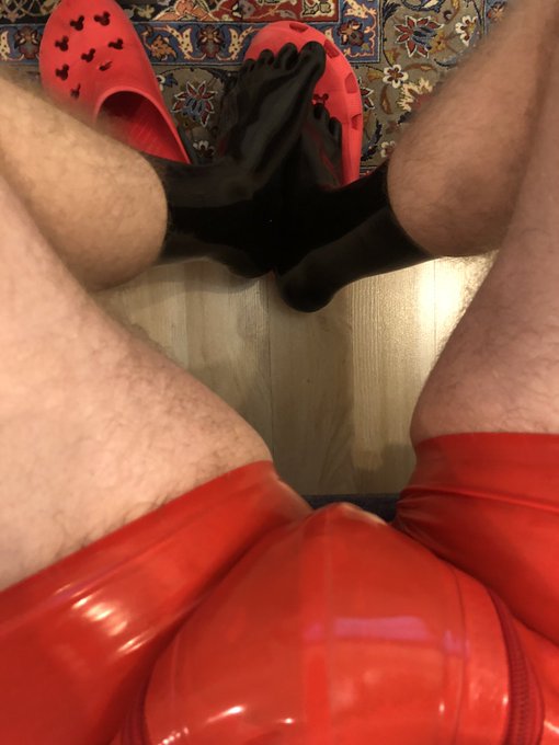 2 pic. Yesterday I had a little bit of rubber ? #rubber #socks #rubbersocks #underwear #crocs #mickeymouse