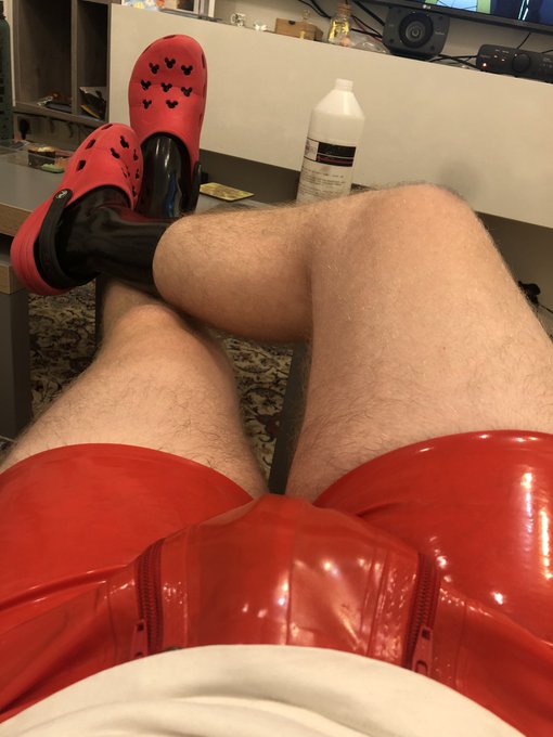 4 pic. Yesterday I had a little bit of rubber ? #rubber #socks #rubbersocks #underwear #crocs #mickeymouse