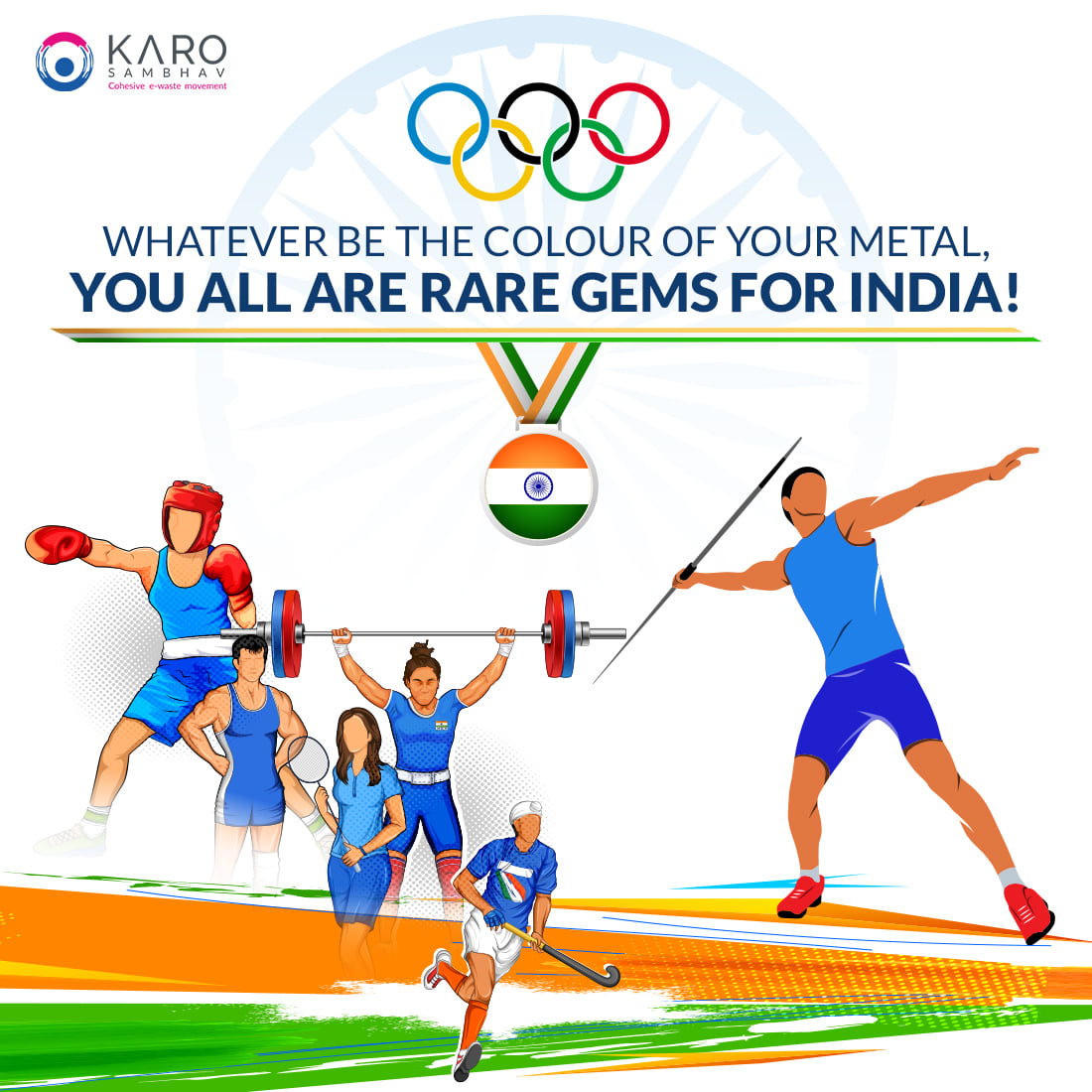 karosambhav's tweet photo. Congratulations to every Indian participant at the #TokyoOlympics games. We are truly proud of your efforts. And for the next edition, more #MehnatKaro! #tokyo #TeamIndia #preciousmetals #KaroSambhav #IndiaAtOlympics #IndiaAtTokyo2020 #Cheer4India #medals https://t.co/JP23nbO8n2