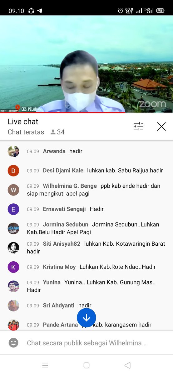 gabriella_mymy's tweet photo. Senin (09/08/2021), Wilhelmina G. Benge, S.S.T.Pi, Luhkan Kab. Ende, mengikuti apel pagi lingkup BBRBLPP Gondol, secara daring melalui youtobe #GiatLuhkanSatminkalGONDOL #kabende @RISET_GONDOL @puslatluhkp @brsdm_kp @lapregiwati https://t.co/KtHiDezKtc