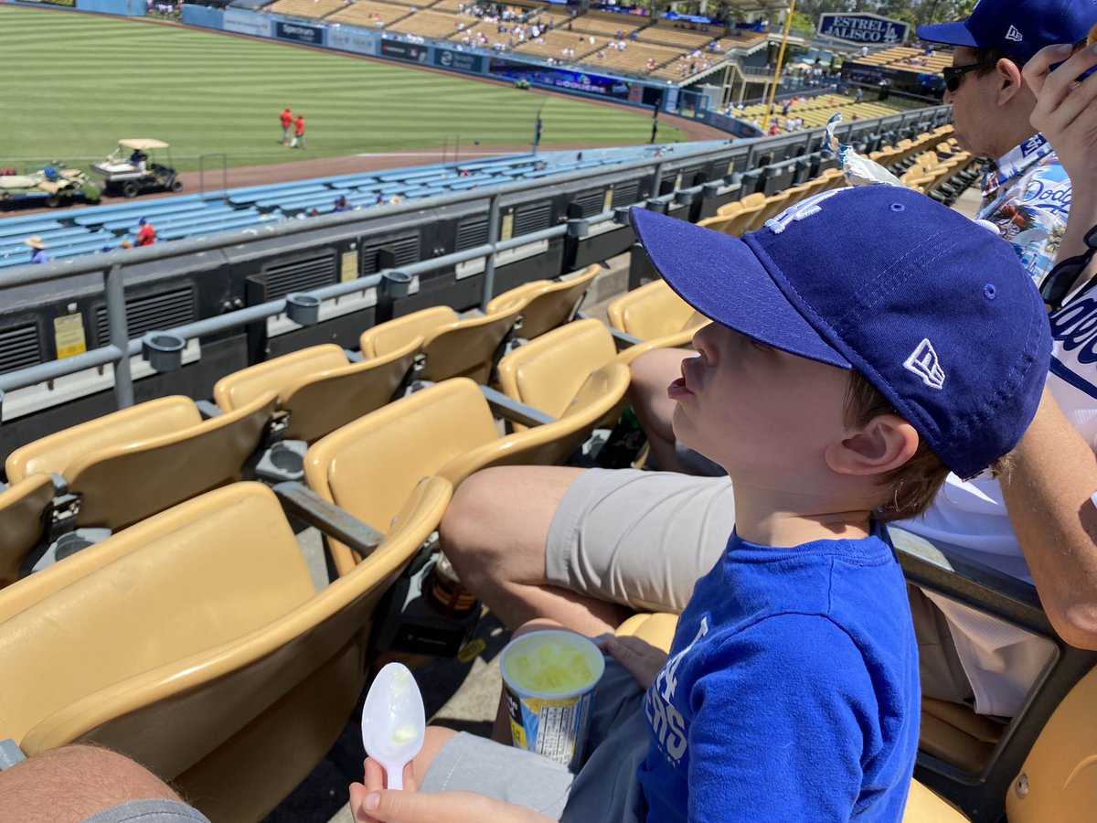 Scoops831's tweet photo. @Dodgers THANK YOU for an UNFORGETTABLE DAY! 3 generations of Dodgers fans for my sons first game at Dodgers Stadium. He had a BLAST (as did @PujolsFive &amp; @Cody_Bellinger 😉). The staff there was amazing as well, letting a little Dodgers fan be a little Dodgers fan. #ITFDB https://t.co/7uMS2IBe92