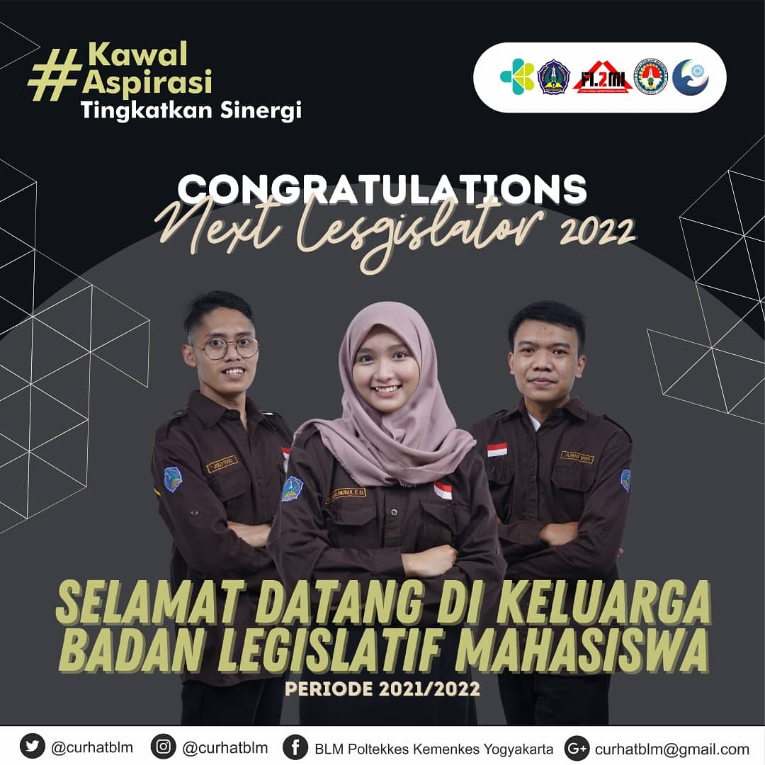 CurhatBLM's tweet photo. Selamat, atas terpilihnya anggota baru Badan Legislatif Mahasiswa Poltekkes Kemenkes Yogyakarta periode 2022/2023. Semoga dapat mengemban amanah. https://t.co/HzcR4A9GCz