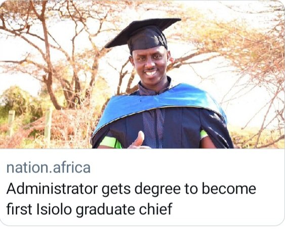Amina_Aliubax's tweet photo. Lets congratulate Abdinassir Abdisalam,chief Burat location in Isiolo for graduating with a 2nd class honours,upper division at Mt.Kenya University.His love for education has encourage youth to pursue education instead of banditry&amp; terrorism. @SiratAli95
@Happy_kulayo #KavuKavu https://t.co/VkIot78f3b