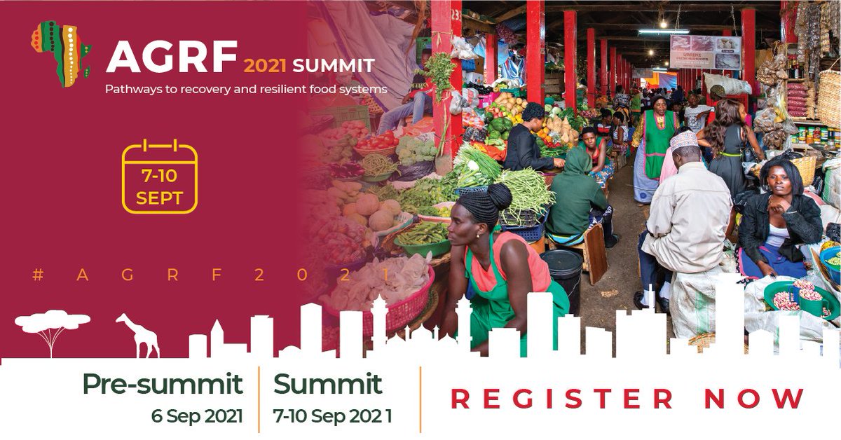 TheAGRF's tweet image. The #AGRF2021 is almost here! Take part in the 4-day Summit (7-10 Sept) as governments, businesses, farmers, youth, women and more make actionable plans to transform #foodsystems and seek #PathwaystoRecovery for #ResilientFoodSystems
Register here bit.ly/3xVWZp2