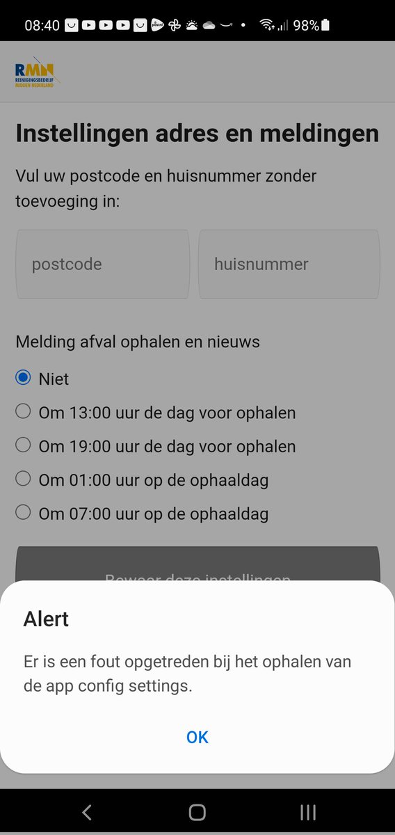 koevoetsfjm's tweet photo. @rmn_nl jullie app is al weken stuk. Dan maar online kijken.... Oh- wacht die is ook stuk. #DoeEensFixen svp. Heb geen idee wat wanneer aan de straat moet nu ... https://t.co/URtqc5qhlb