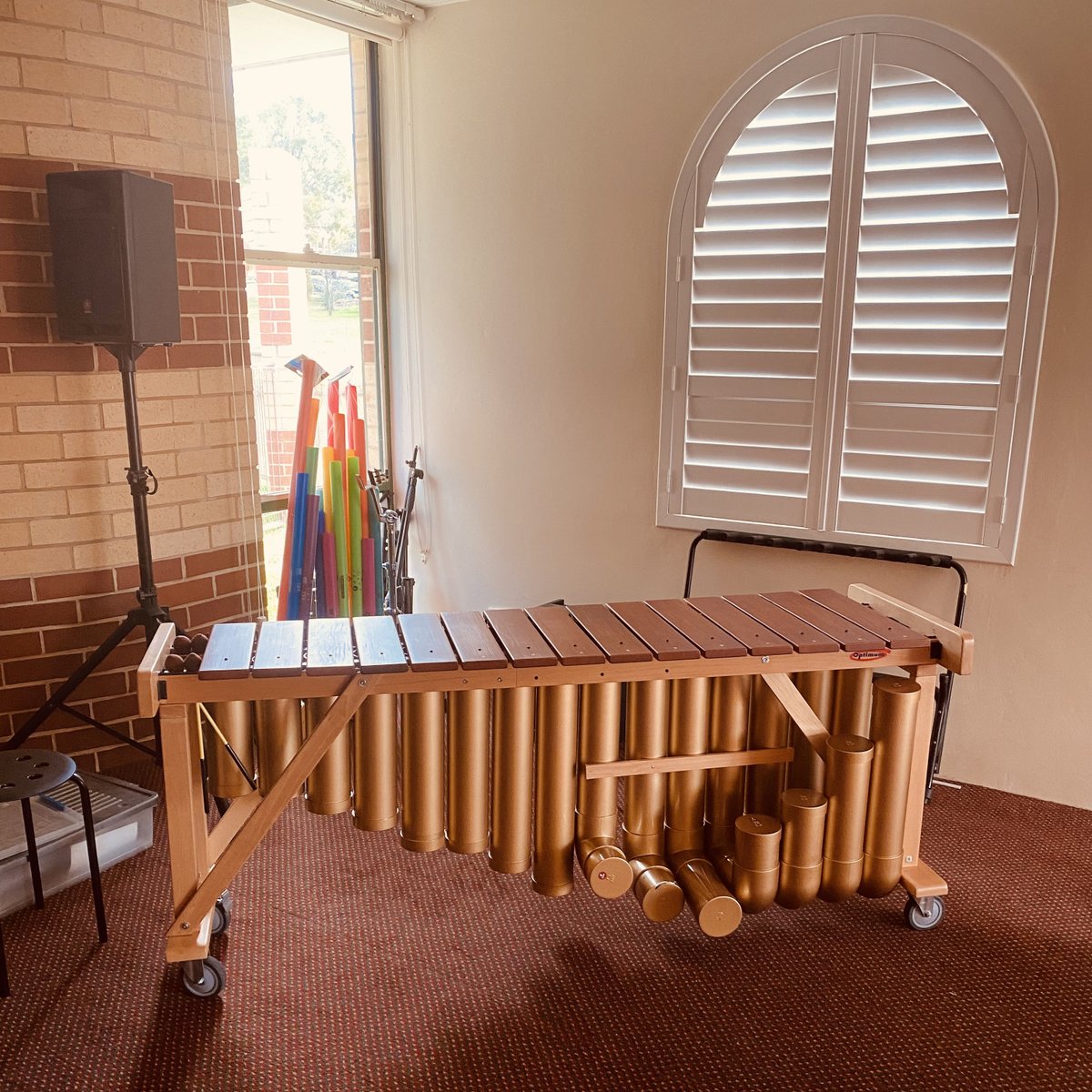 Today we have assembled our brand new 2-octave Contrabass Marimba, generously donated by Greg and Kath Butcher. A wonderful addition to our growing orhcestra of Orff mallet percussion instruments!