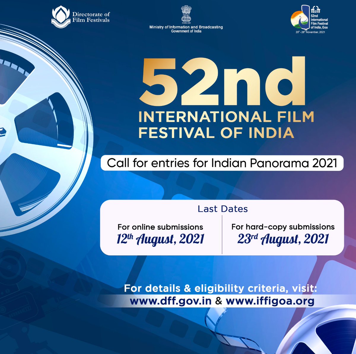 Pib India Calling Filmmakers At Iffi52 Last Date For Indian Panorama Entries Draws Near Do Not Miss Your Chance To Be A Part Of India S Biggest Festival Submit Your Applications