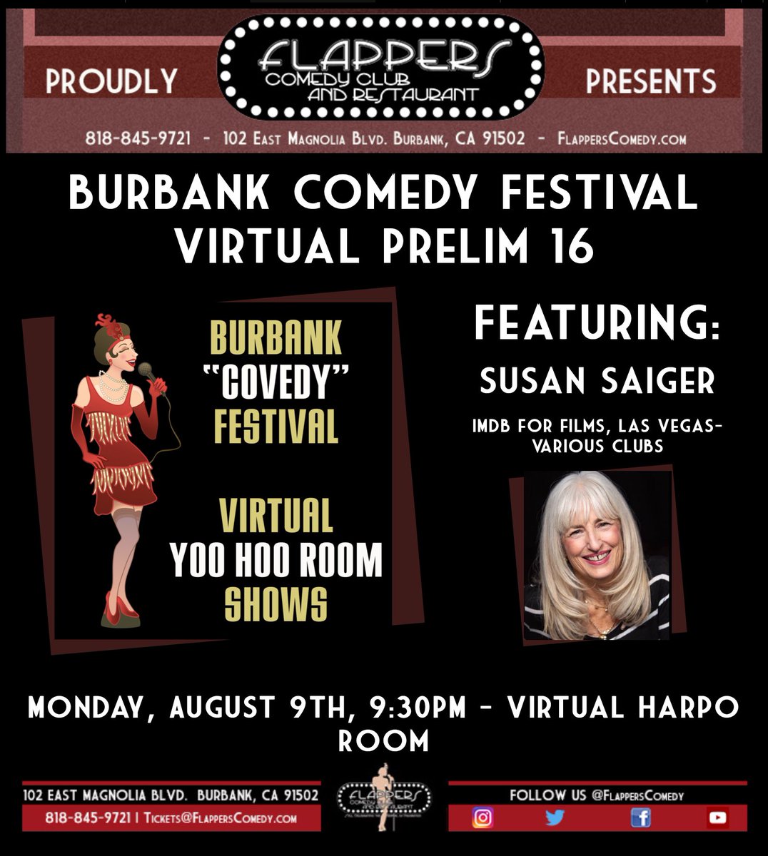 Monday Night…@BurbankComFest #watchfromhome #voteforyourfave #virtualcomedyshow #womenarefunny #ganjagrannie