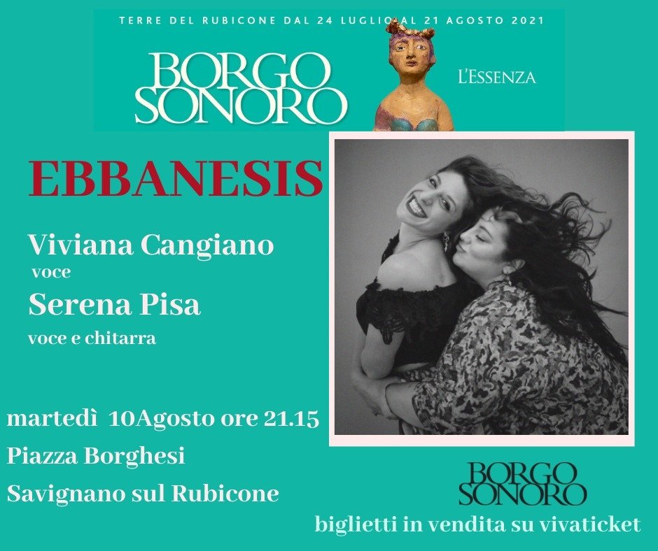 mcmrosso's tweet photo. Imperdibili Ebbanesis a Borgo Sonoro! Martedì 10 agosto a Savignano sul Rubicone
Biglietti disponibili su https://t.co/q60rV0WAZt
#ebbanesis #borgosonoro #musica #serenaeviviana https://t.co/me6yLBiwEo